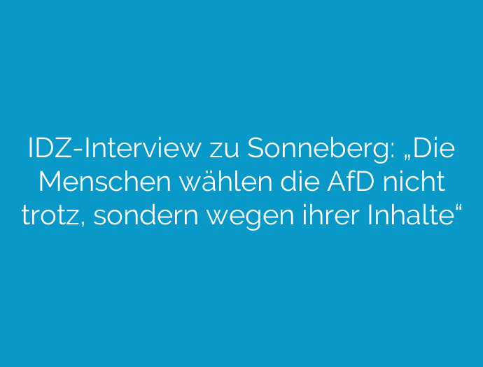 IDZ-Interview zu Sonneberg: „Die Menschen wählen die AfD nicht trotz, sondern wegen ihrer Inhalte“